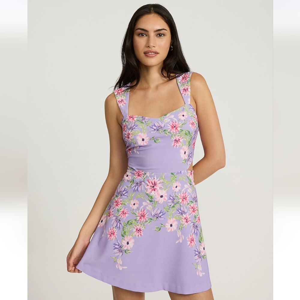 Express Floral Lavender Cut-out Mini Dress